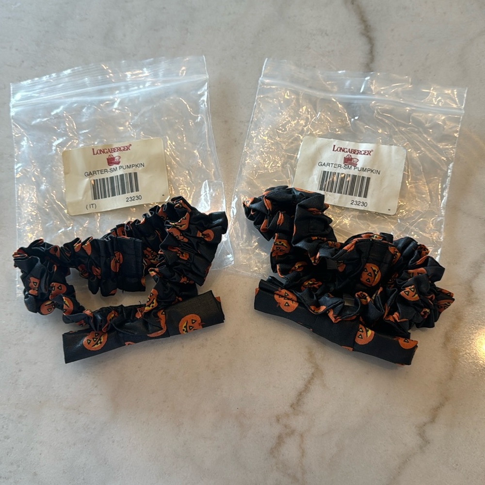 Set of 2 Longaberger Garters - Pumpkin Pattern. NEW
